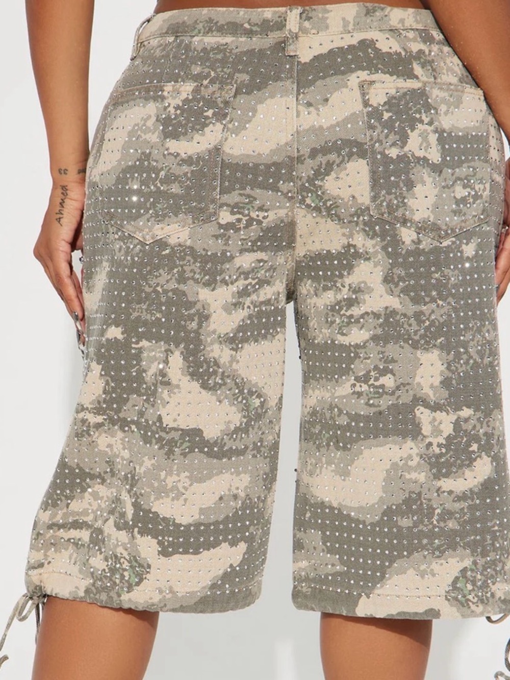 Camouflage Cargo Bermuda Shorts with Stud Detail - Picture 2 of 2